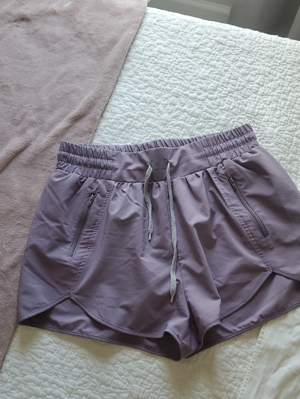 Women's Lavender Athletic Shorts with Drawstring Waist